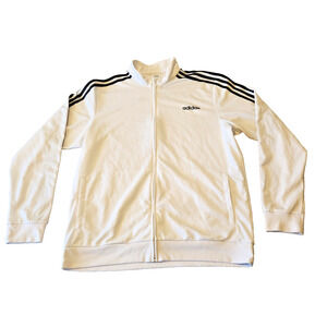 Adidas Full Zip White Long Sleeve Track Training Suit Jacket w/ Pockets Men's XL